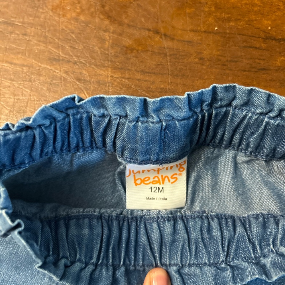 Jumping Bean Denim Kids Shorts with Embroidered Floral Accents size 12 mo - Picture 4 of 7